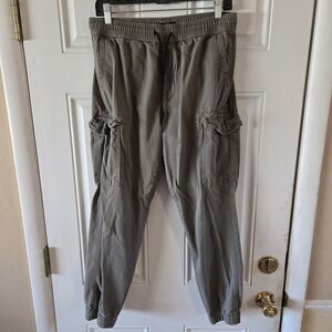 Aeropostale Cargo Jogger Pants Men’s Small Khaki Elastic Waist Pockets Casual